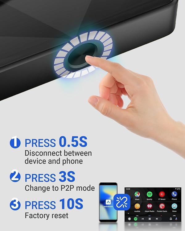 OTTOCAST Wireless Android Auto Adapter A2Air Pro, 2023 Upgrade Wireless Car Adapter for Android Auto, Converts Wired Android Auto to Wireless, Easy Setup Direct Plug-in USB Adapter, No Delay by OTTOCAST - Image 5
