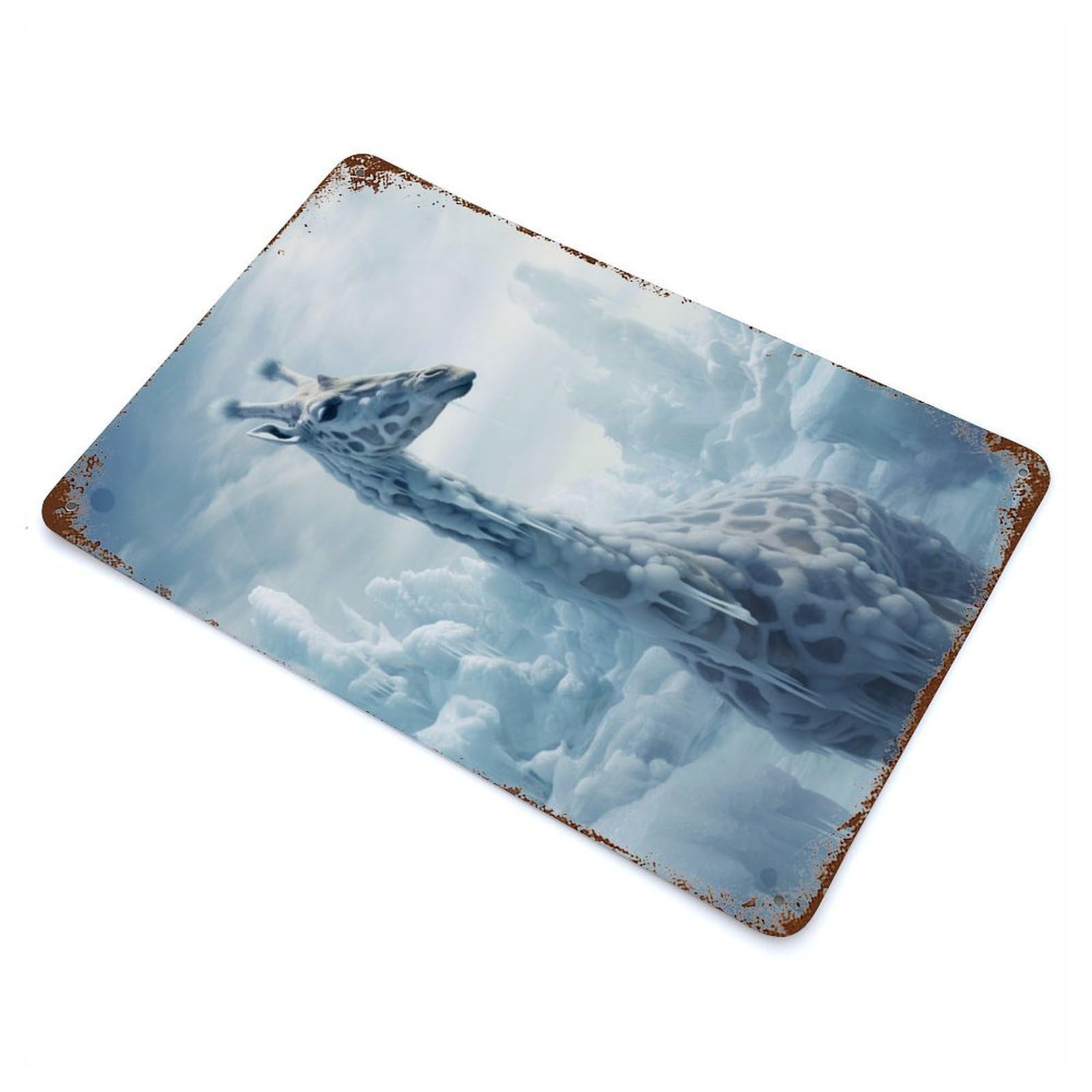 Giraffe in Ice World Retro Metal Sign 11.8"x7.9", Vintage Wall Decor for Garage, Pub Or Kitchen