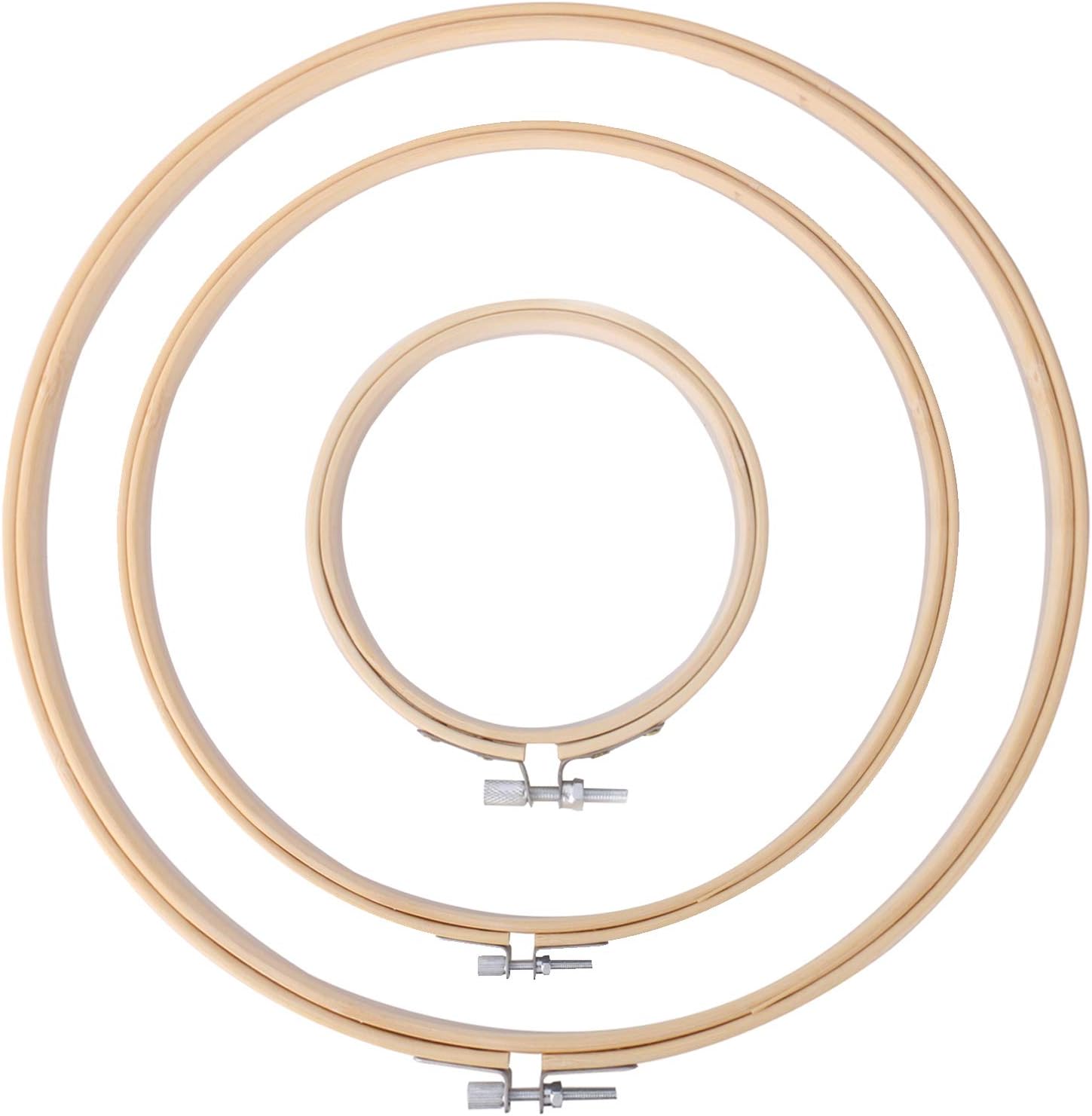 Wooden Bamboo Embroidery Hoops 4 8 10 inch Assorted Cross Stitch Hoop Set of 3