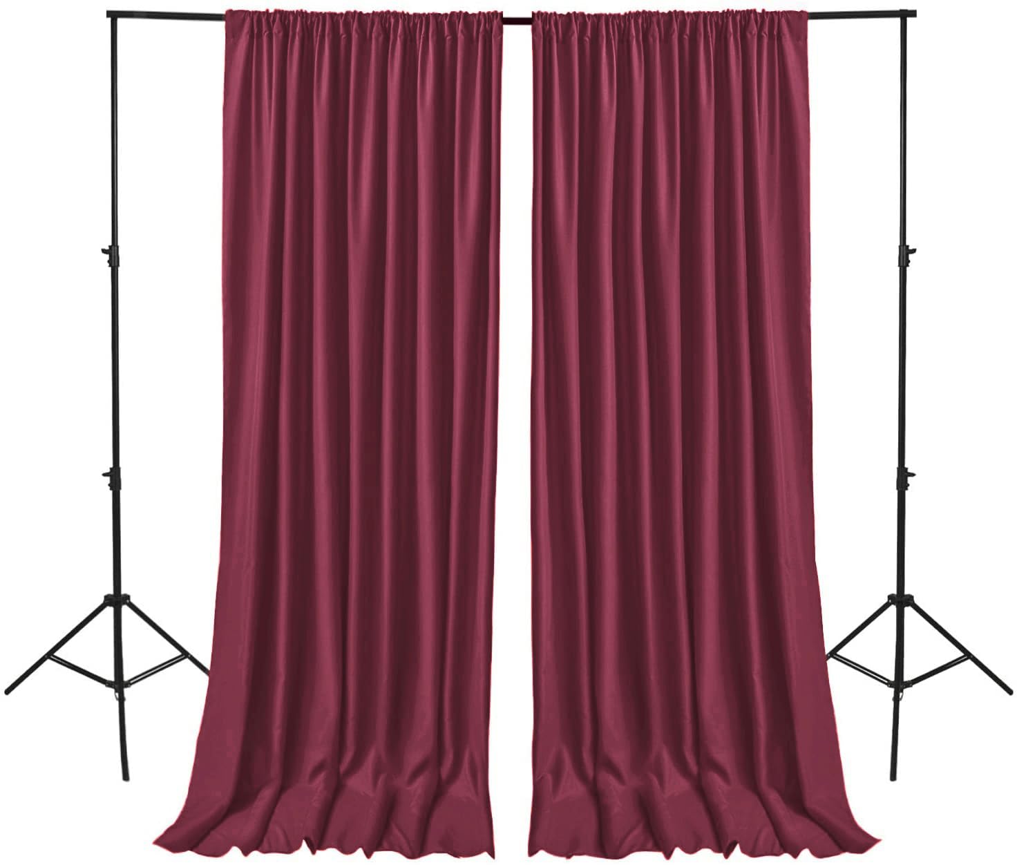 Hiasan Burgundy Backdrop Curtains for Parties, Polyester Photography Backdrop Drapes for Family Gatherings, Wedding Decorations, 5ftx7ft, Set of 2