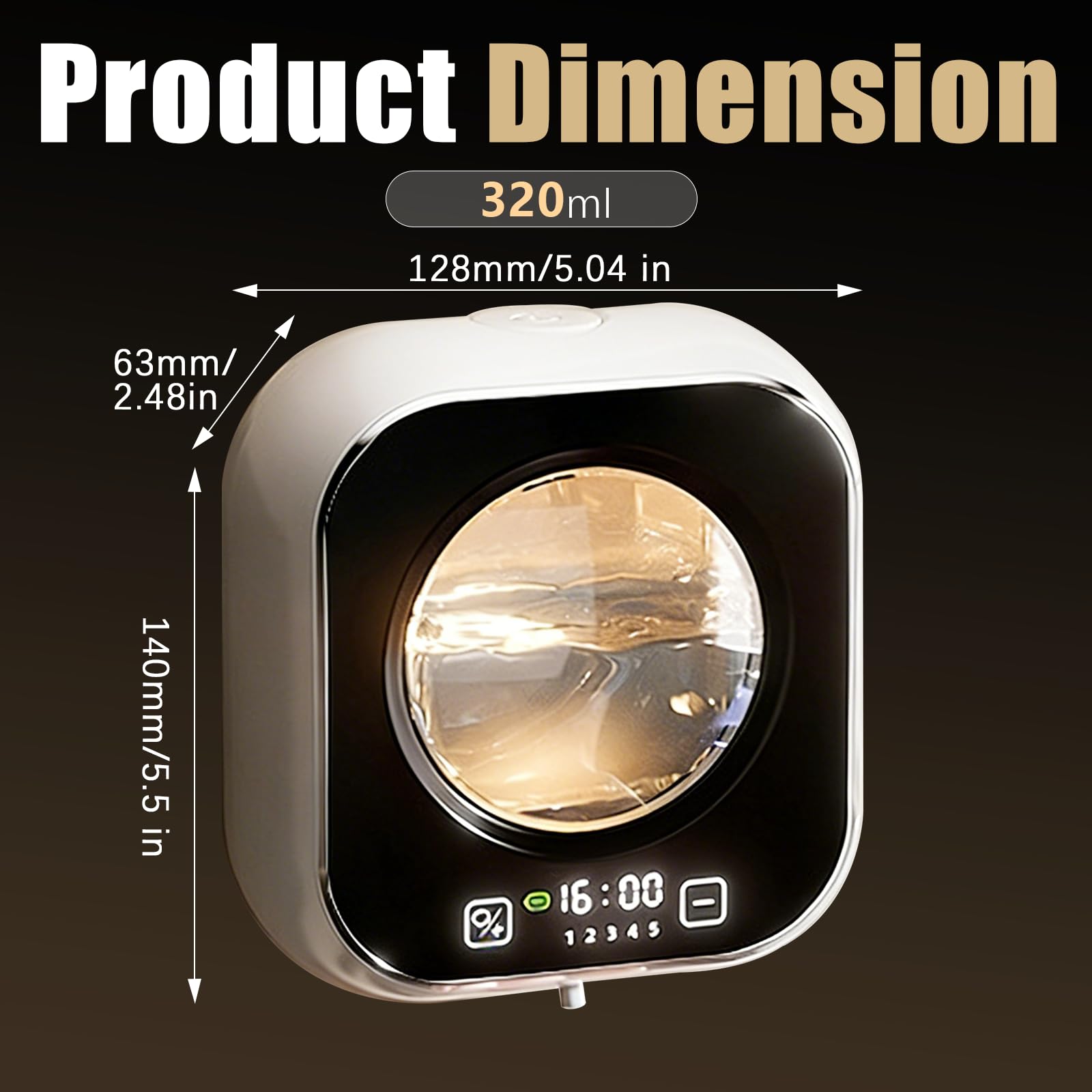 Dispenser Sapone Automatico, Dispenser Sapone Bagno a Muro Elettrico Senza Contatto da 320 ml Ricarica USB Regolabile Livello 5 per Bagno Cucina Ufficio Scuola (Bianco)