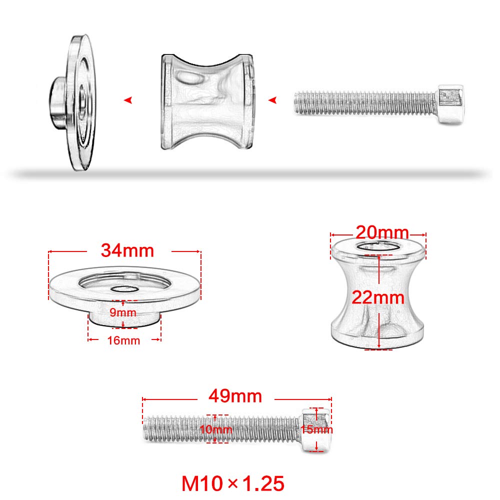 Diabolos Moto M10 - Paire Noire Pour Bras Oscillant, Support Béquille Atelier (Kawasaki, Yamaha, KTM)