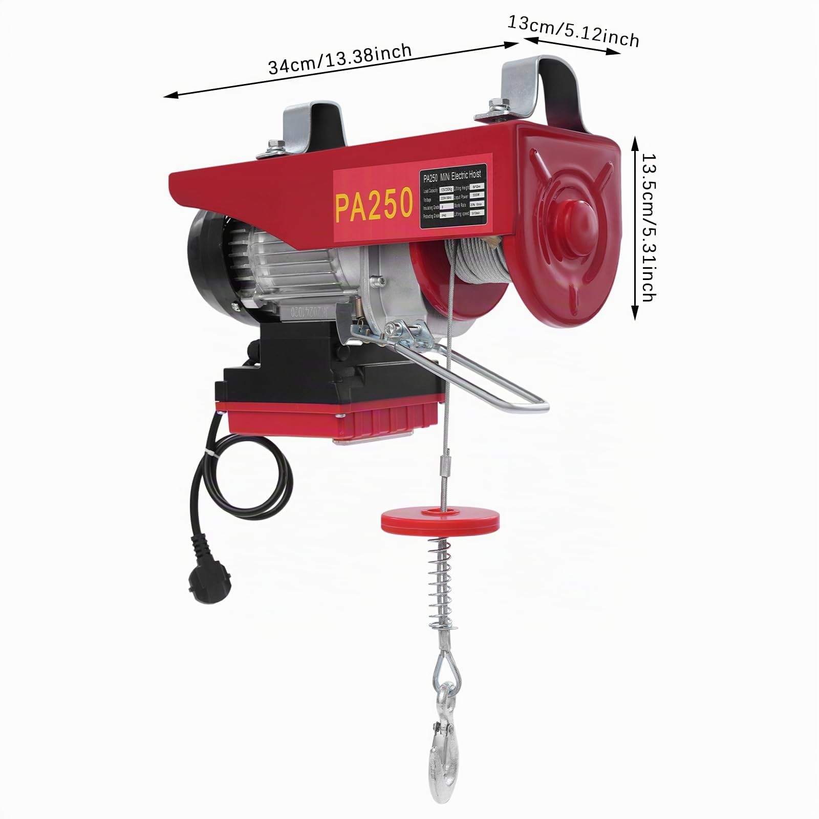 Elektrische Seilwinde 250KG(Doppelkabel)/125KG(Einzelkabel) Hubhöhe 12m Seilzug Motorwinde Ankerwinde mit Drahtloser Steuerung für Landwirtschaft und Baustellen Garage (Typ 1)