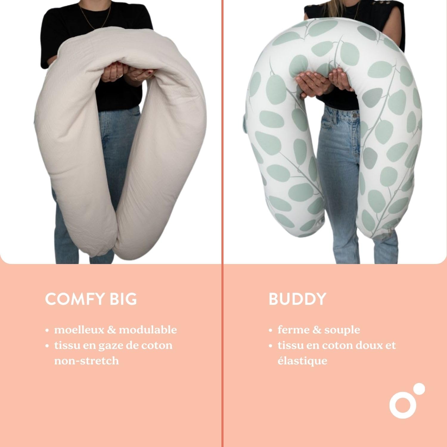 doomoo Coussin de Grossesse & Coussin Allaitement Buddy - Ultra Confort pour Dormir pendant la Grossesse - Soulage dos, jambes & ventre - Housse Bio & Certifié OEKO-TEX, Leopard Cream