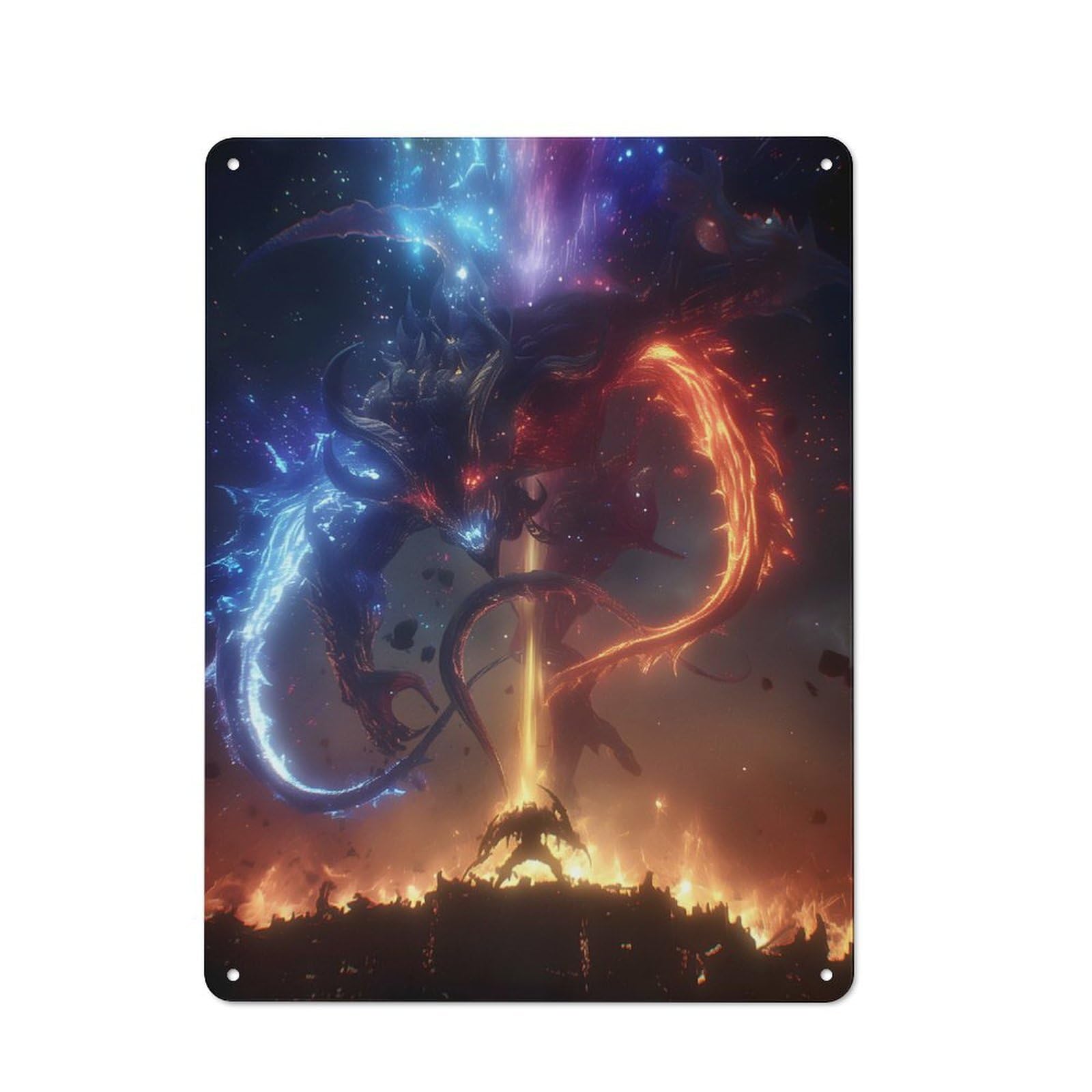 Junmoney Cosmic Dragon Battle Tin Sign 40X30cm For Bar Or Restaurant, Retro Wall Decor, For Restaurant Interior Fans