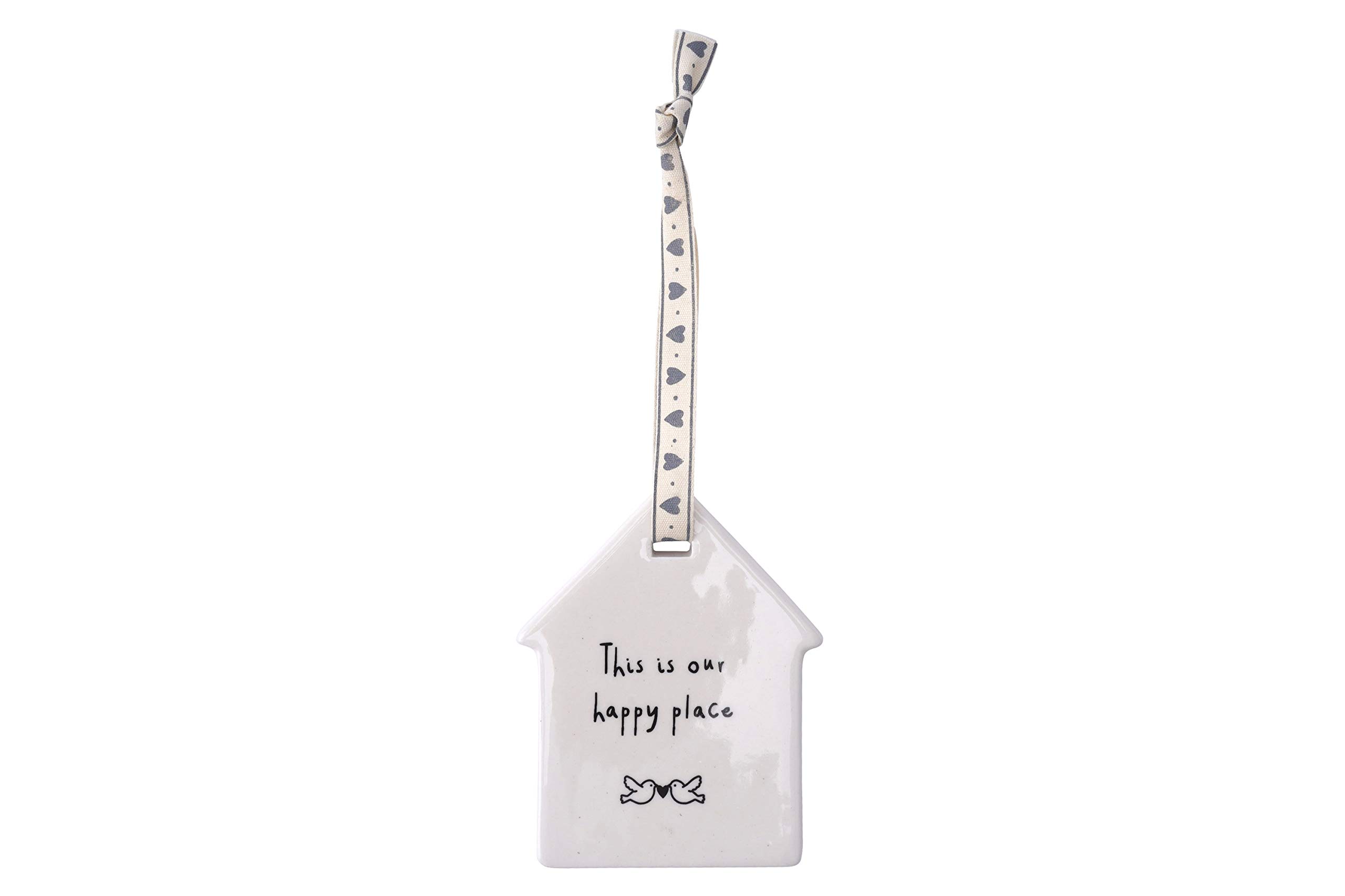 Cgb Giftware White | Hanging House Ornament | Sign Plaque | Ceramic | 'This Is Our Happy Place' | New Home Gb01450k