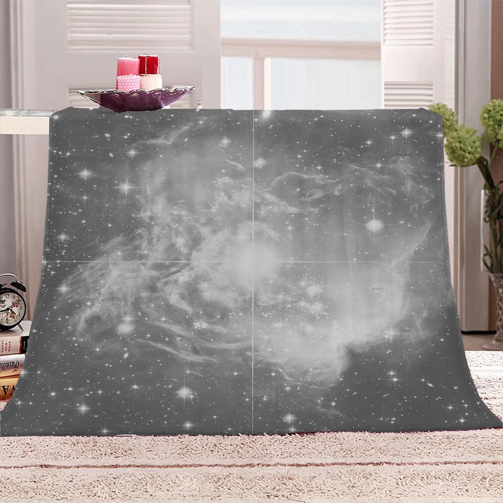 Coperta In Pile Di Pelliccia Sintetica Per Divano E Letto, Paesaggio Della Galassia Grigia Stampata Coperta Matrimoniale Invernale Di Flanella 150X200Cm Morbida, Calda E Accogliente, Fluffy