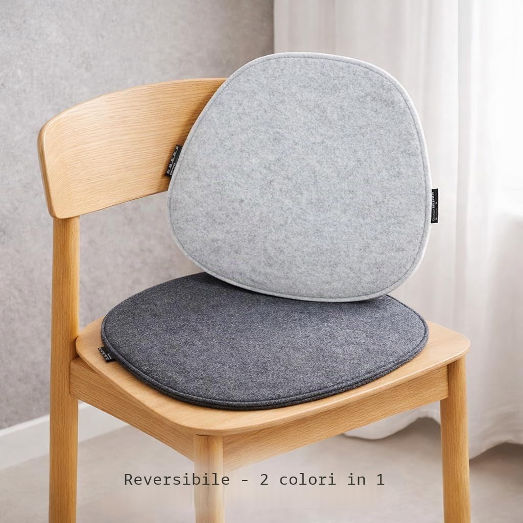 DuneDesign Set di 4 Cuscini per Sedia in Feltro - 40x37x0,8 Cm - Forma Ovale - Protezione Stabile per Seduta - Isolamento Termico - Comfort Duraturo per Cucina Terrazza Giardino - Facile da Pulire