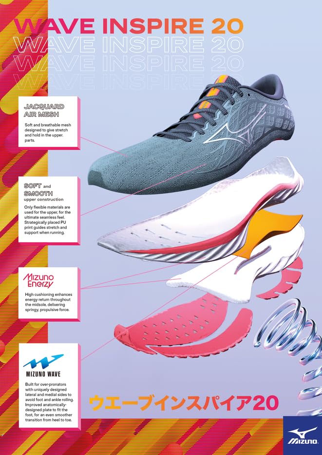 Mizuno Men's Wave Inspire 20 Running Shoe, Estate Blue-White, 11.5