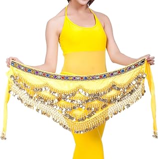 Cinturón para danza del vientre, color dorado, para danza de la cadera, falda, cinturón de piel, talla 28