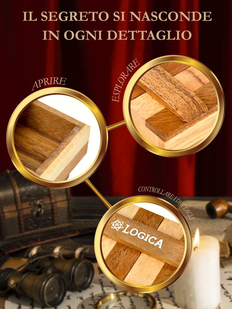 Logica Giochi - Lo Scrigno Zebra – Scatola Segreta - Rompicapo in legno – Difficulta 3/6 Difficile – Collezione Leonardo