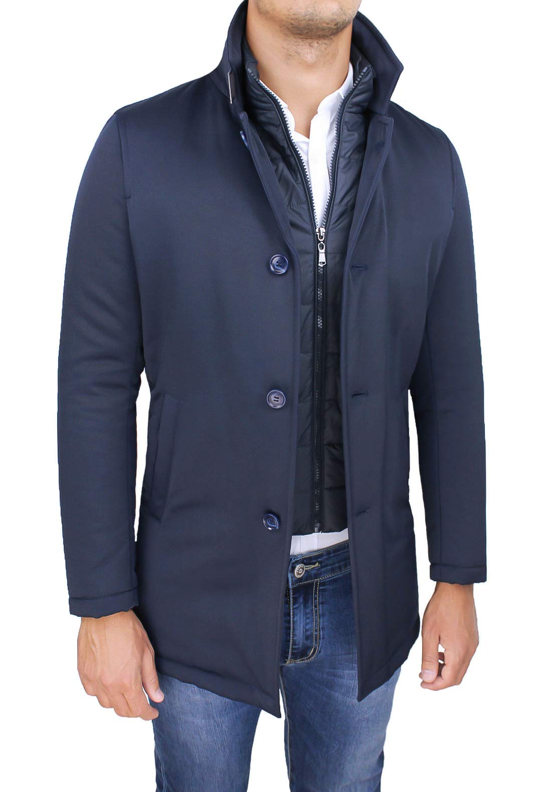 Giubbotto giaccone uomo invernale elegante giacca soprabito con gilet interno