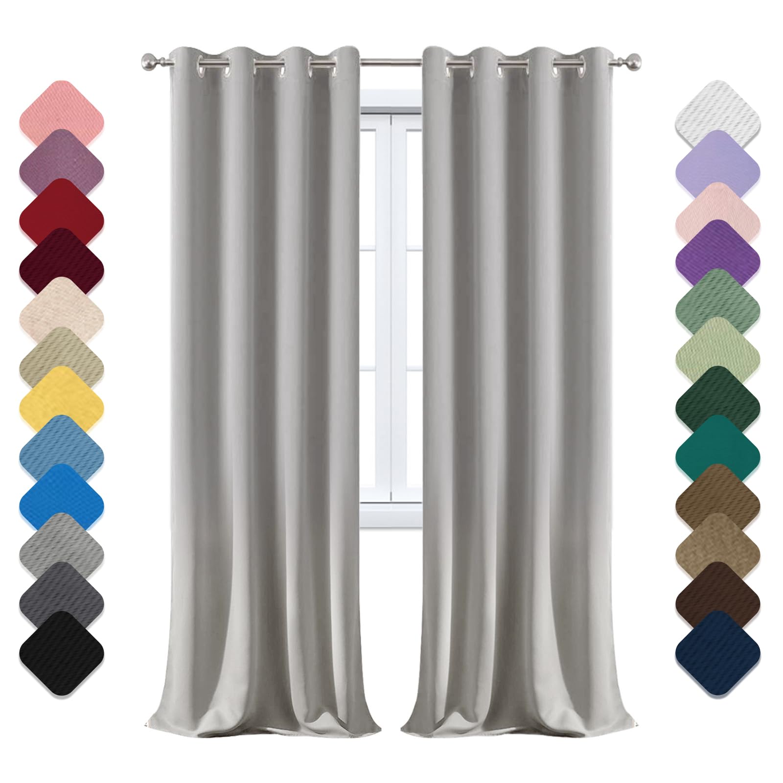 Générique Rideaux Lot de 1 Rideau occultant avec œillets Rideau Thermique 200x120 cm (LxH) Rideau Opaque Rideau insonorisant Voilage intérieur pour Chambre à Coucher Salon Balcon Gris