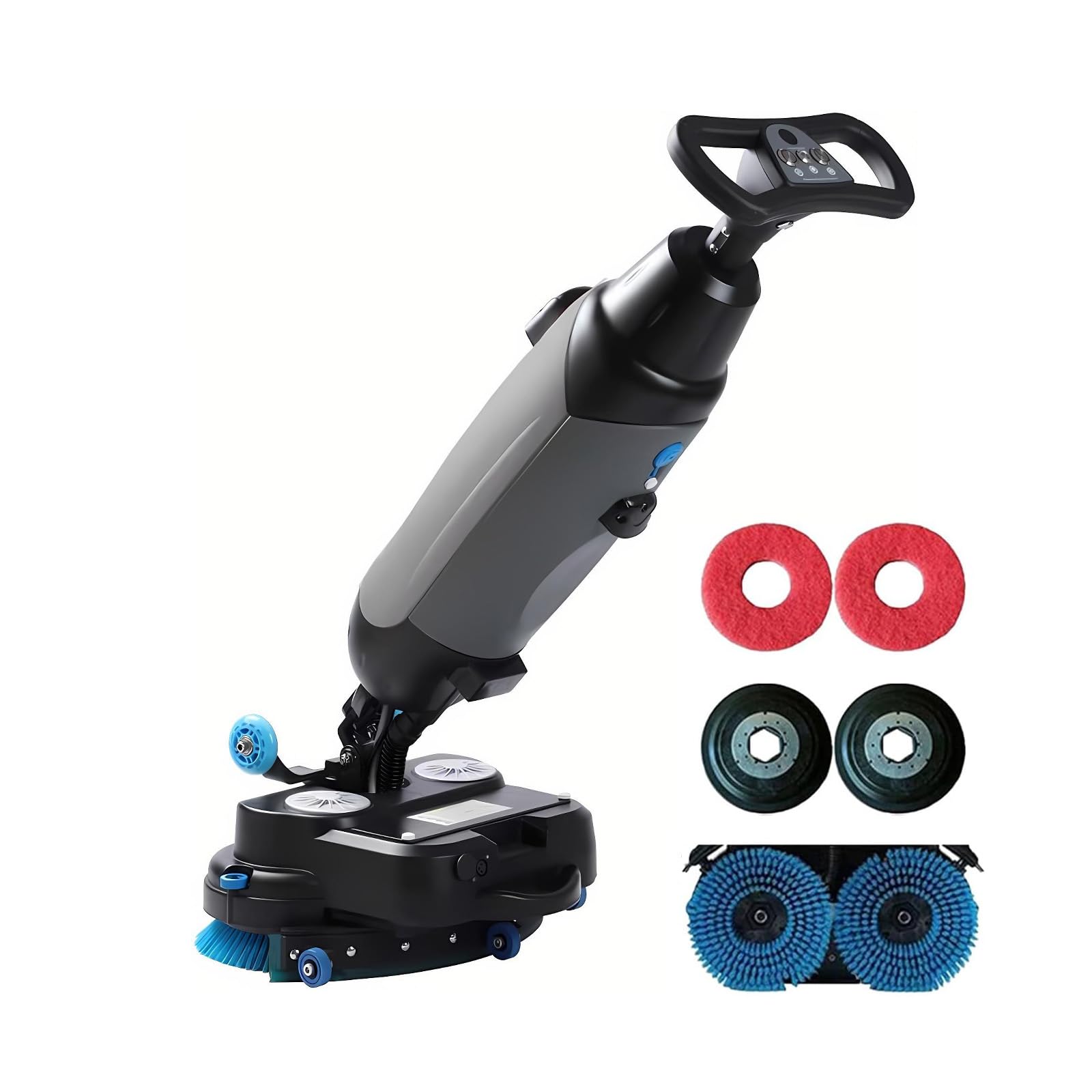 Lissontine 18" Commercial Floor Scrubber Machine, Mini Floor Machine, 13000 Sqft/H, With 18" Cleaning Width, Rotary Double Brushes 360° Rotating Head Cleaning Capacity 13000 Sqft/H Grey