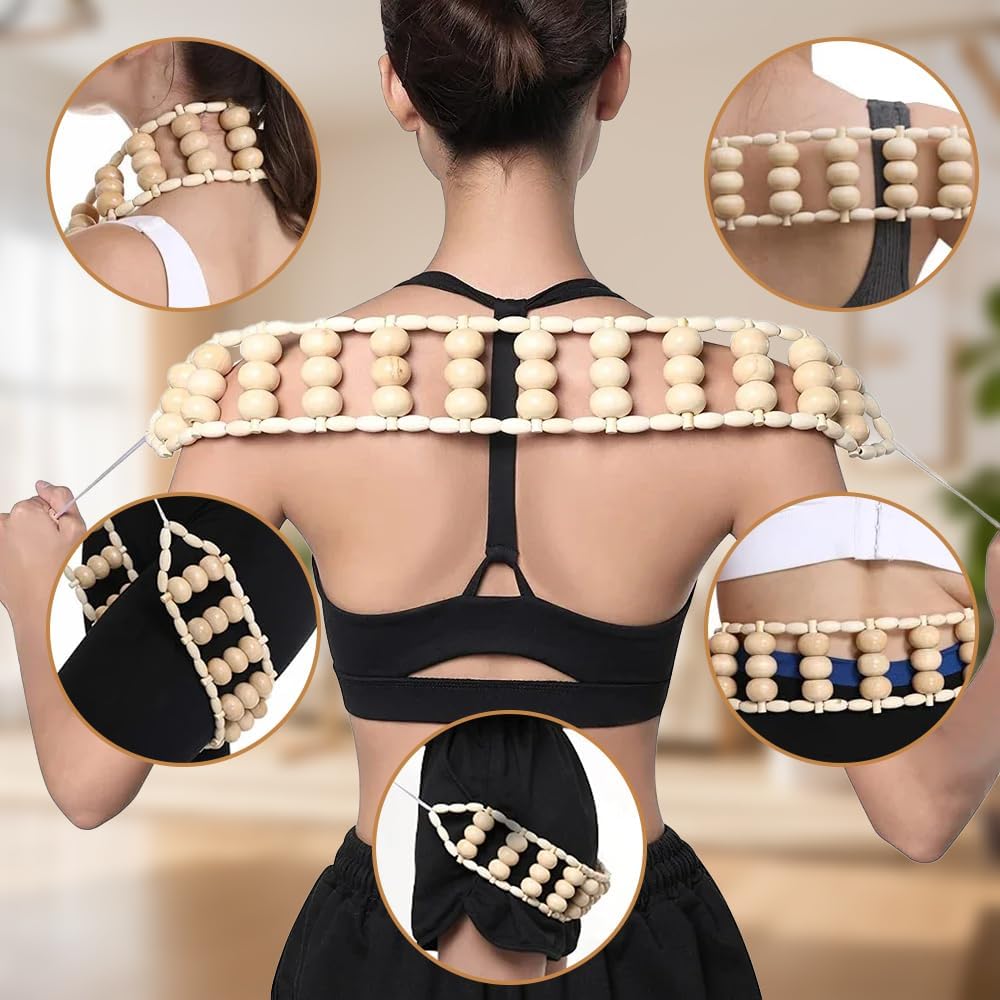 Kit de massage en bois 8 pièces – Masseur de madérothérapie pour drainage lymphatique, tonification du corps et anti-cellulite, relaxation musculaire et soulagement de la douleur