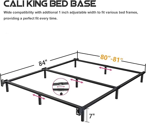 Miniatura 2 de Base de cama tamaño California King, marco de cama Metal Basics de 7 pulgadas, base de perfil bajo para somier, soporte de 9 patas, sin ruido, fácil