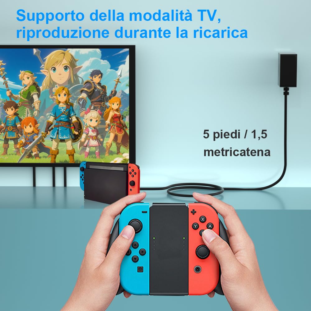 Cargadores Switch para Nintendo Switch/Switch Lite/Switch OLED, adaptadores de Carga rápida 15v 2.6a, con Cable de Cargador 5ft, Soporte para el Modo de televisión