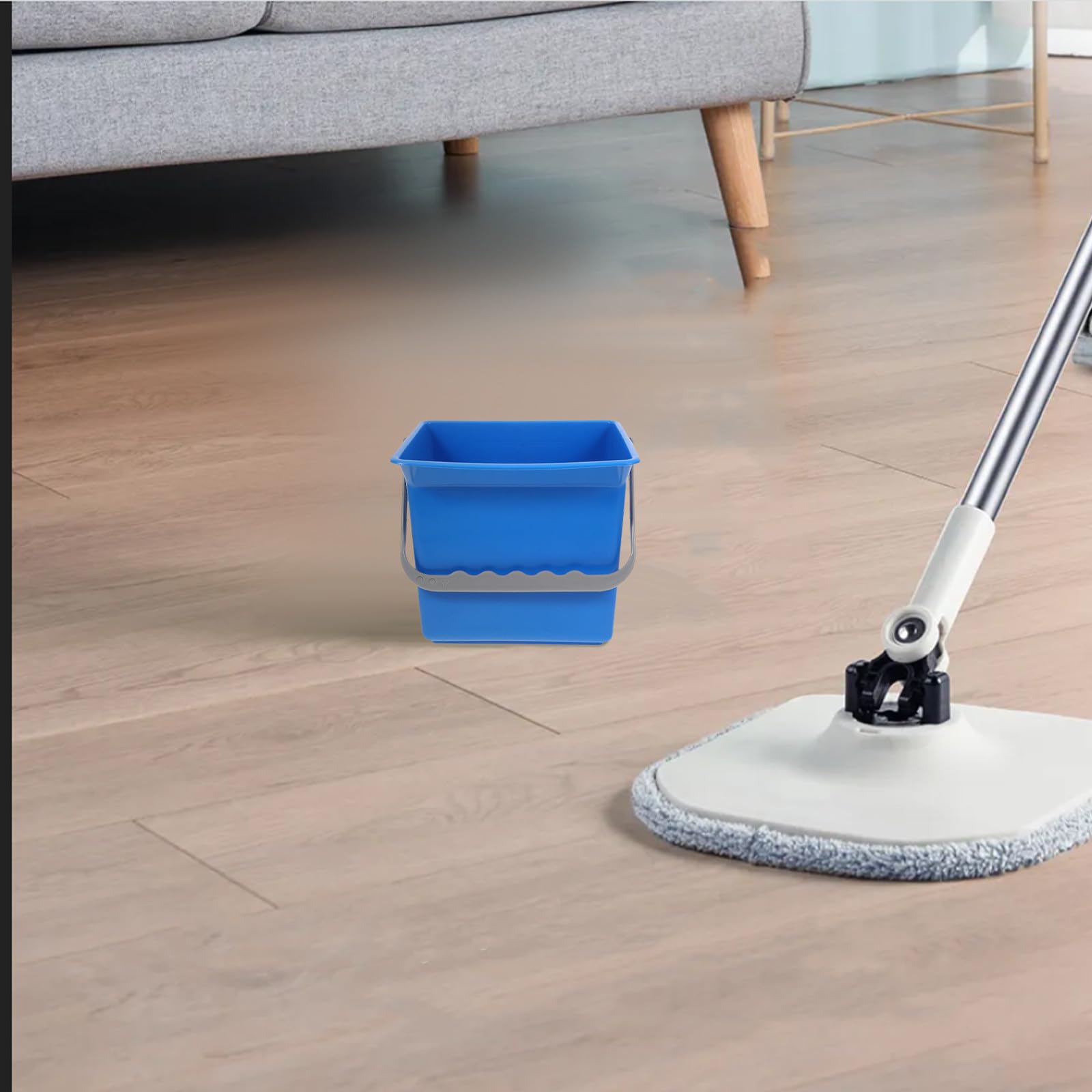 Veemoon Secchio per Pulizie in Plastica Blu da 2 l con Scala Graduata e Design Capiente, per Auto e Suv, Contenitore per Rifiuti e Strumenti di Pulizia