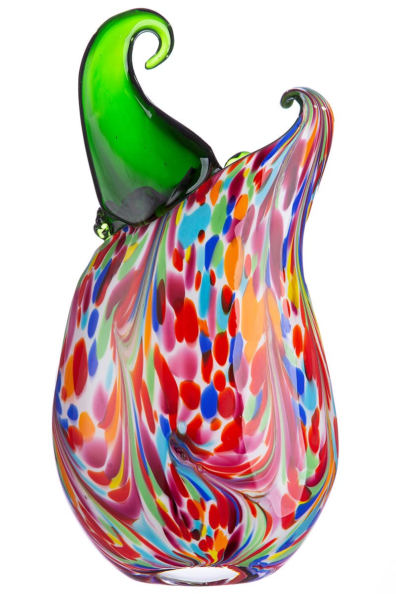 Glas Art Vase Dekovase Gesichtsvase - Deko Wohnzimmer - Geschenk für Frauen Geburtstag - Farbe: Mehrfarbig - Höhe 35 cm