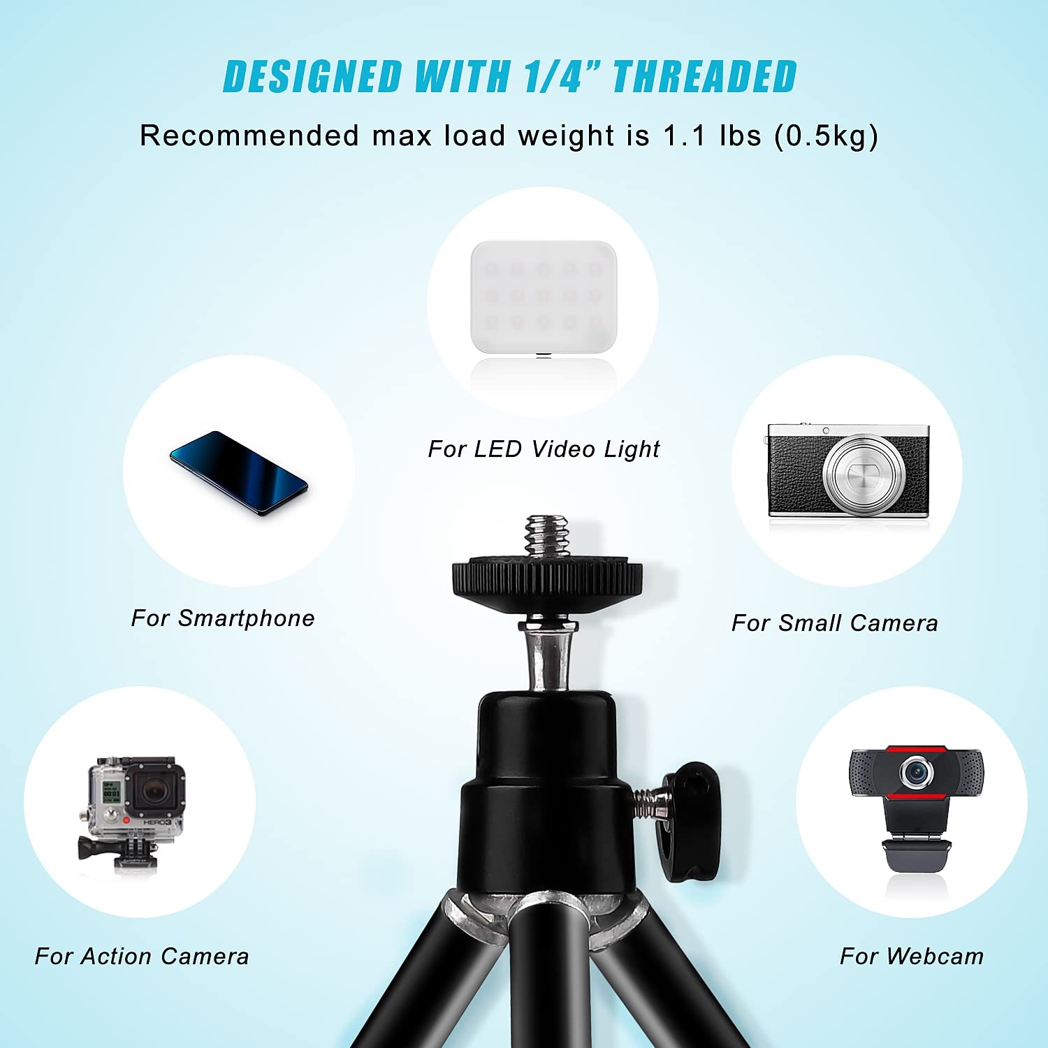 MyGadget Mini Tripod With 1/4 Inch Screw - Webcam Stand - View #6