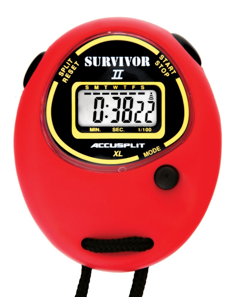Chronomètre ACCUSPLIT Survivor II S2XL rouge pour entraînement sportif et chronométrage précis