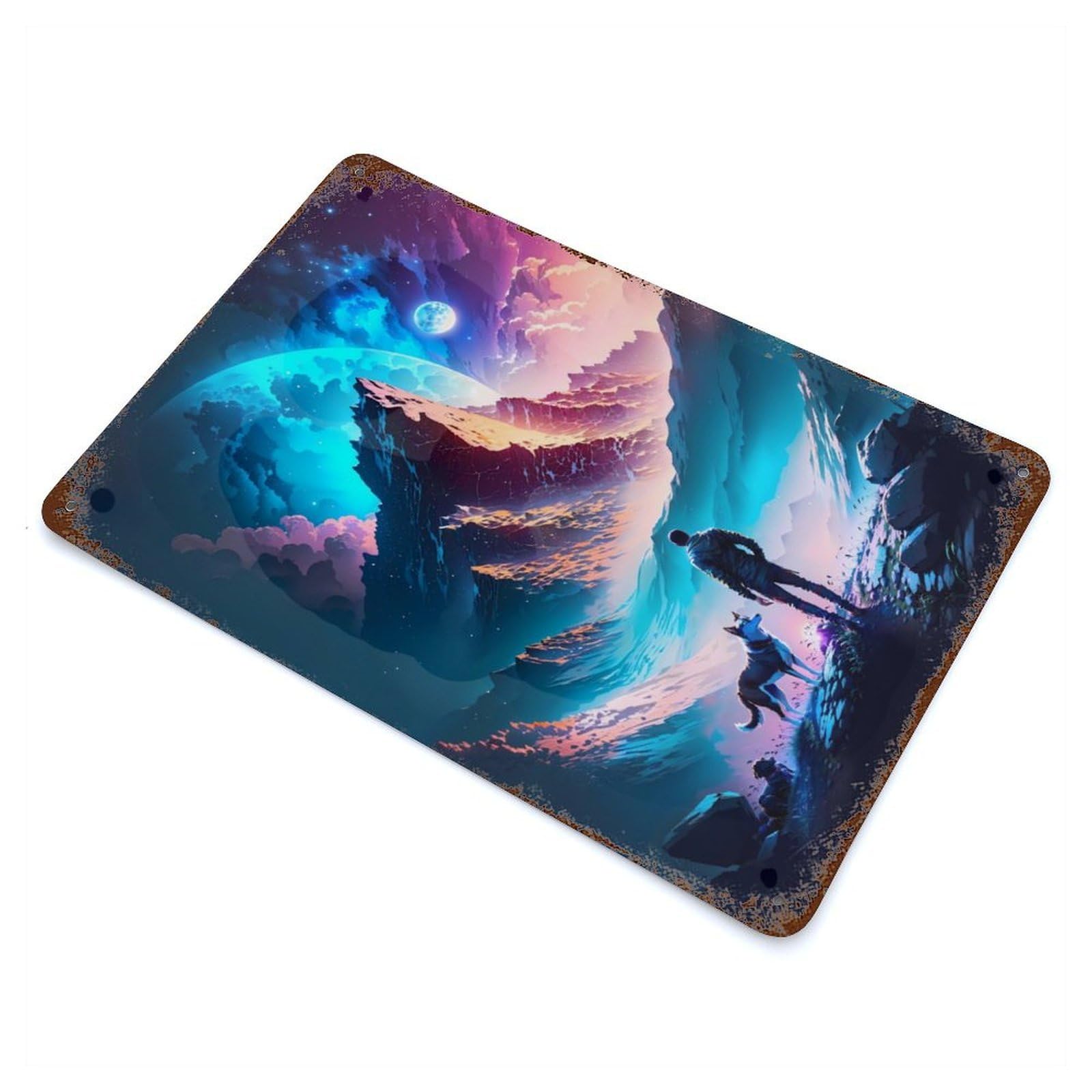 Galaxy Wonderland Explorer Decorative Tin Sign 11.8"x7.9", Old School Wall Decor for Garage, Pub Or Kitchen