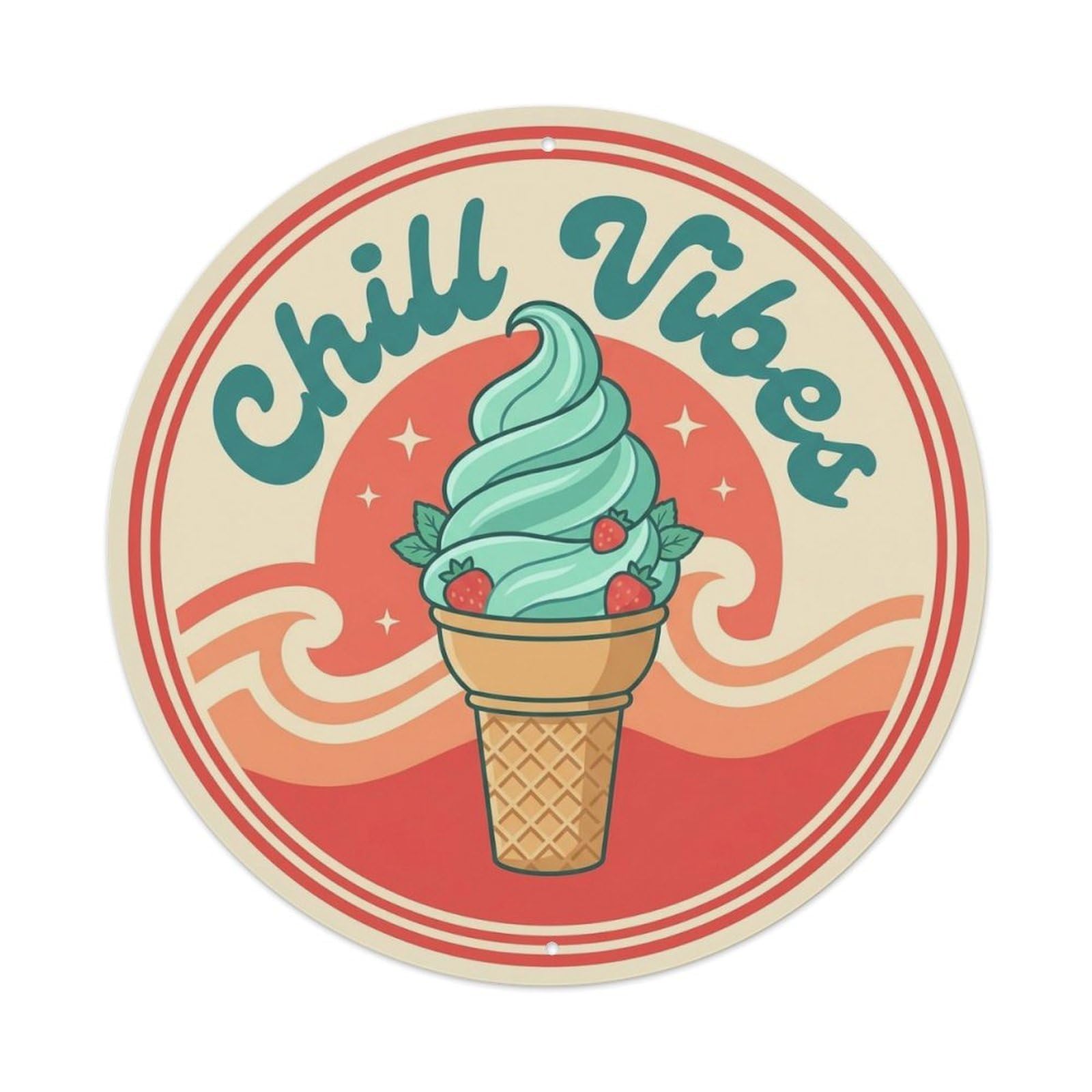 Chill Vibes Dessert Parlor Metal Tin Sign