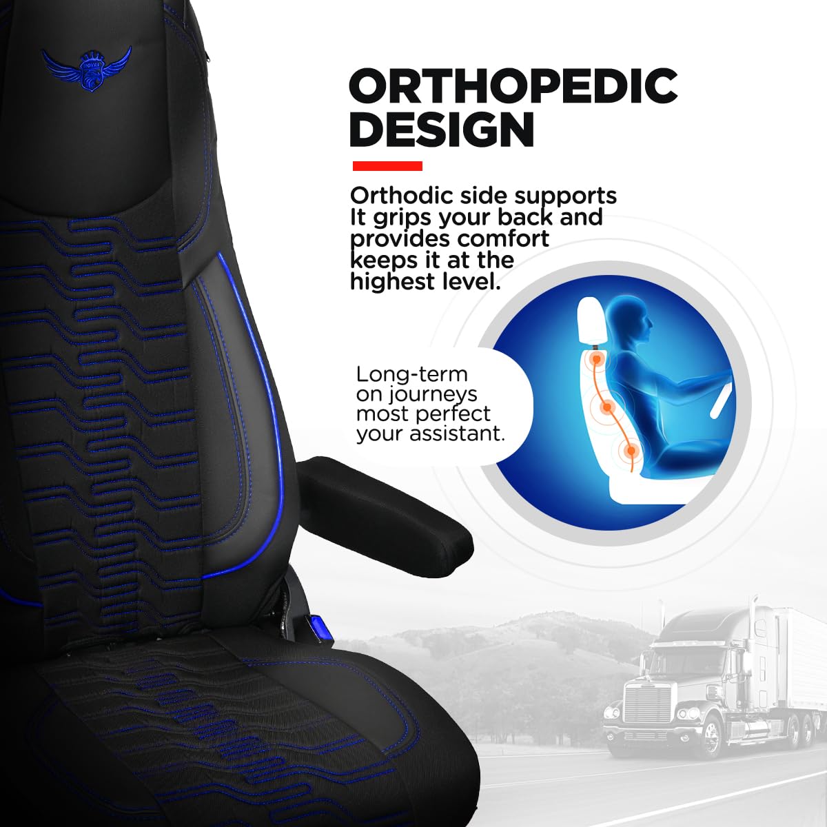 Housse de siège de Camion pour Scania Série R à partir de 2004, 2013, Série S à partir de 2017 - Confortables et personnalisées - pour Camion - en Jacquard et éco-Cuir de Haute qualité Bleu
