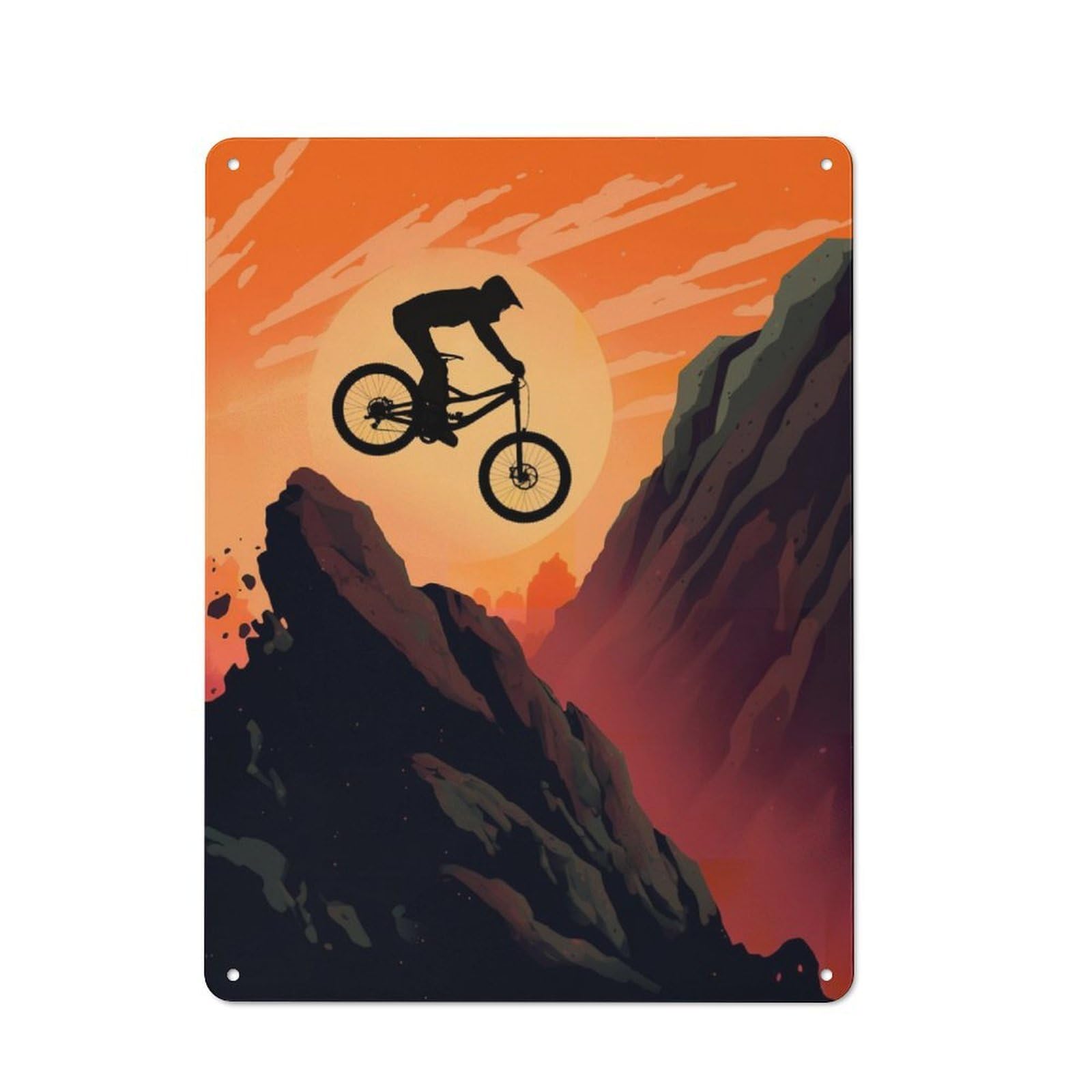 Downhill MTB Sunset Metal Wall Plaque, Easy to Hang Plaque for Garage, Shed, Workshop Or Hobby Room, 40x30cm