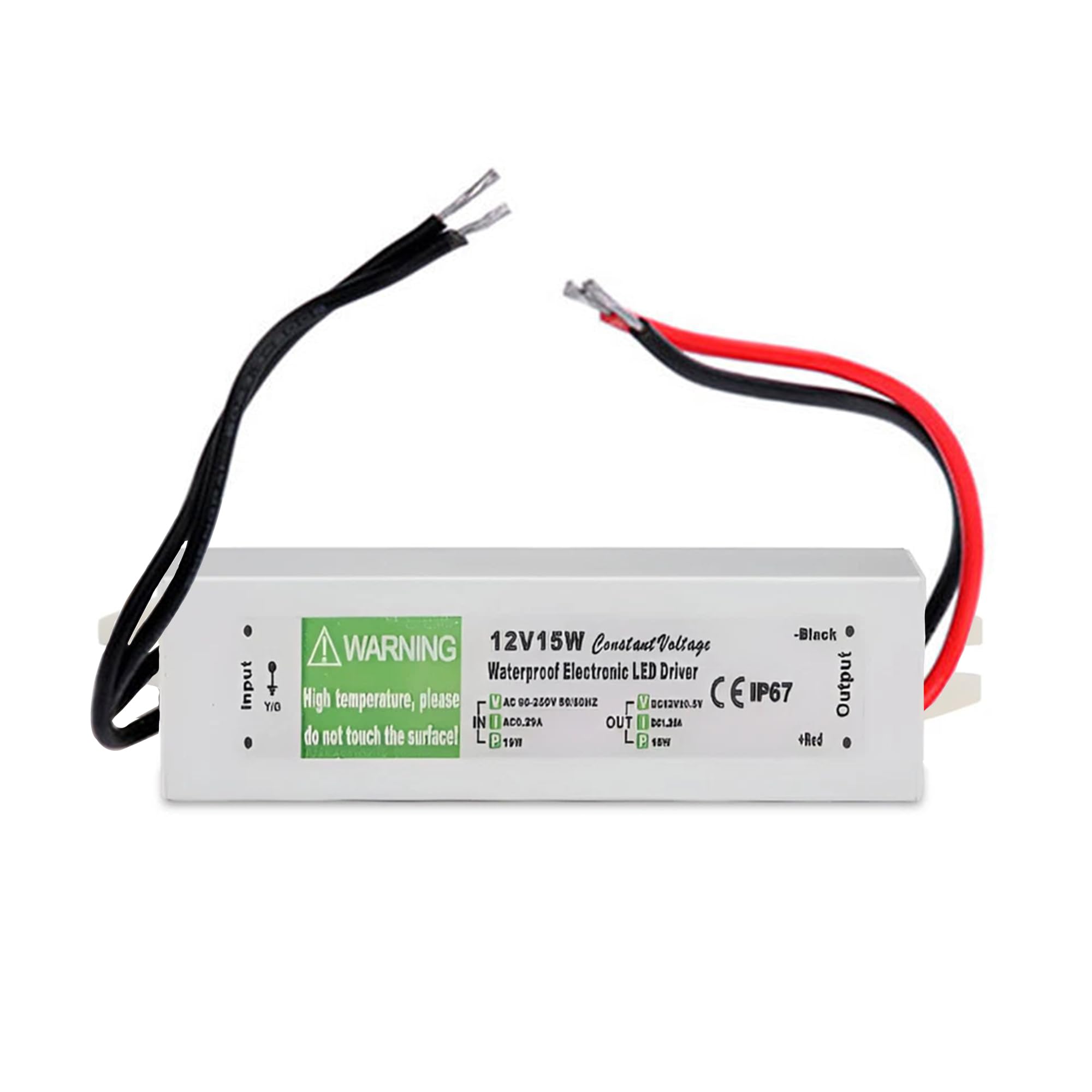LED Driver, 15W 12V Lighting Transformer, 90-250V AC to 12V DC IP67 Waterproof 1.25A Power Supply Constant Voltage Adapter for Outdoor Garden Strip Lights LED Bulbs Lighting Projects (15.00, Watts)