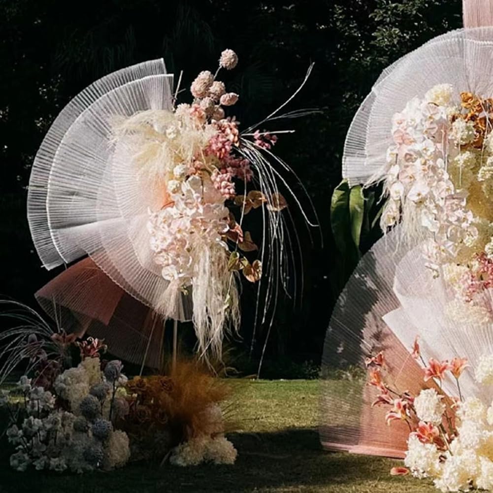 Weiß Plissee Tüllstoff 150cm Breite Plissierter Stoff Starre Tüllstoff DIY Organza Stoff Transparent Plissee Stoff Meterware Dekostoff Hochzeit Gerüschter Plissierter Stoff für Nähen 5m