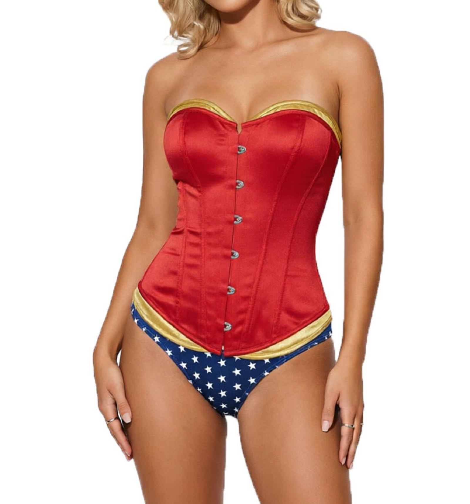 Women Wonderful Costumes Halloween Superhero Cosplay Set (Multi Red, XL)