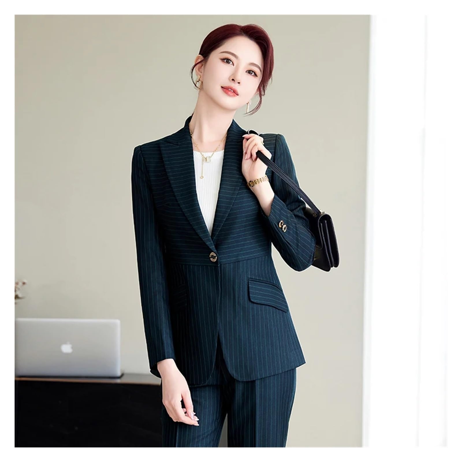 Elegantes Trajes Formales de Oficina a Rayas for Mujer, Trabajo, Blazer y Pantalones para Negocios, Trabajo, Oficina, Formal
