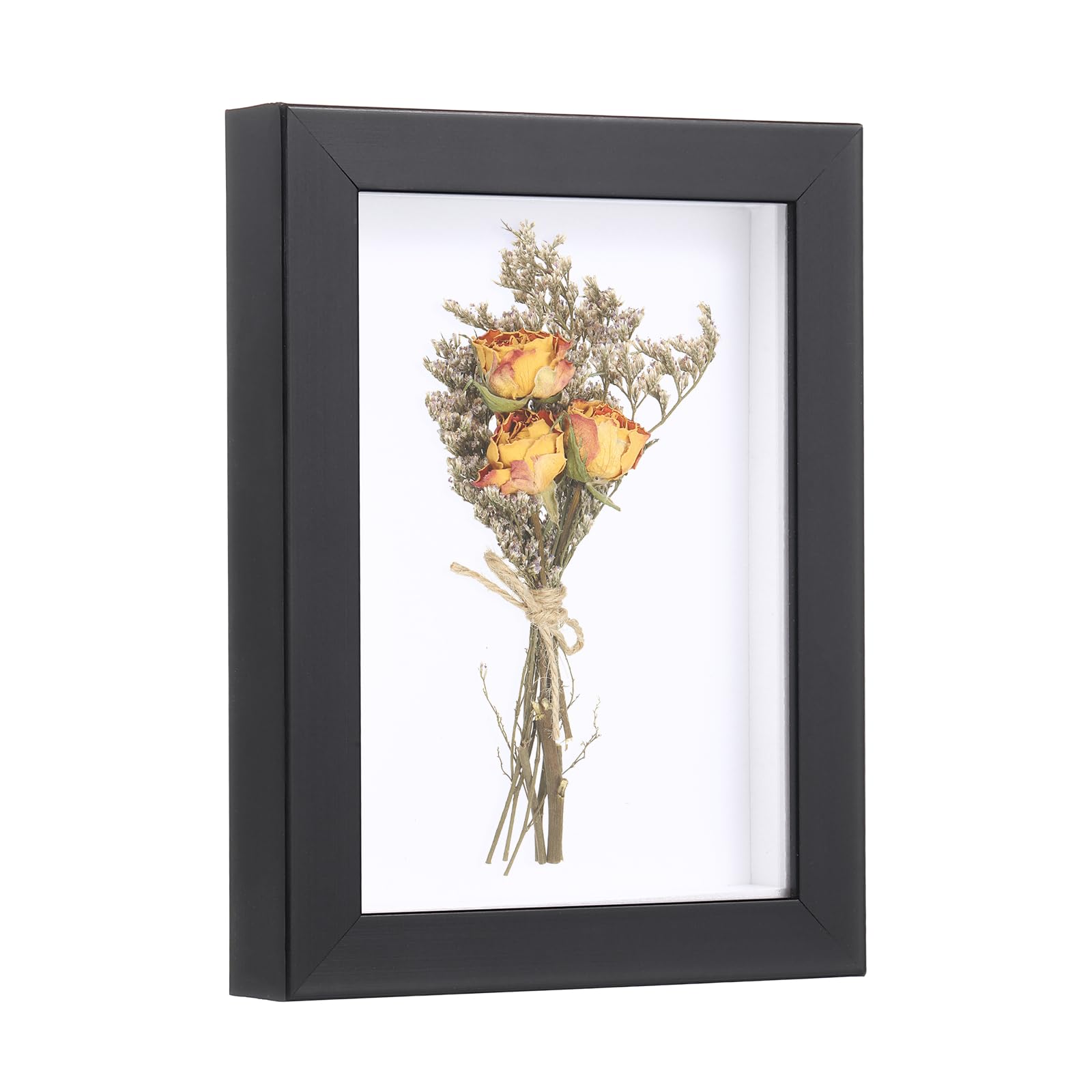 sourcing map 4x6 Inch Shadow Box Display Frame, 2cm Deep Photo Shadow Box Plastic Display Case Wall Mount & Tabletop Display for DIY Photos Flowers Memorabilia Wedding Birthday, Black