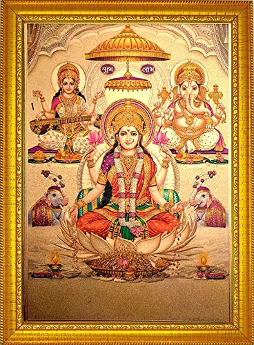 Image of ADA Handicraft Hindu Lord Goddess God Religious Framed Painting for Wall and Pooja /Hindu Bhagwan Devi Devta Photo Frame /God Poster for Puja (35 * 25) cm