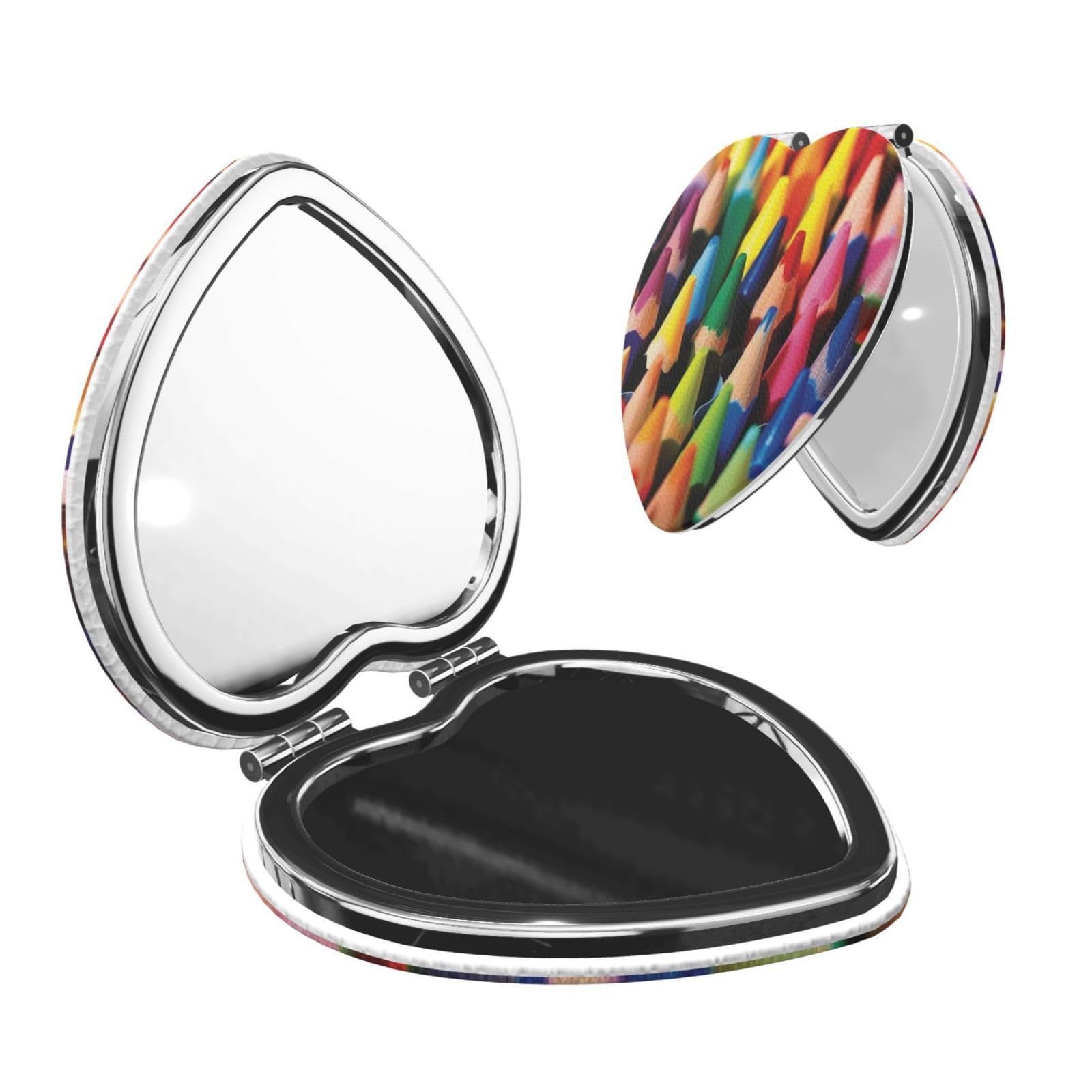 DWVTSLH Crayons Compact Mirror for Purse, Double-Sided 2X/1X Magnifying Mirror for Women Men, Travel Makeup Mirror for Handbag, Handheld Vanity Mirror for Gift