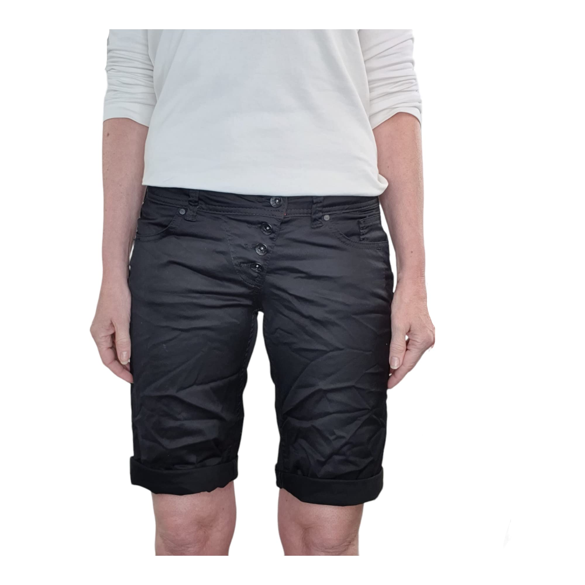 Buena Vista Malibu Women's Stretch Jeans Shorts Bermuda Roll-Up Trousers