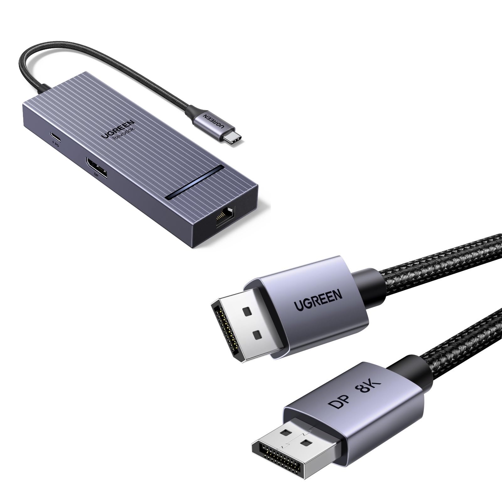 UGREEN Revodok Pro Hub USB C DisplayPort avec Câble DisplayPort 1.4 8K