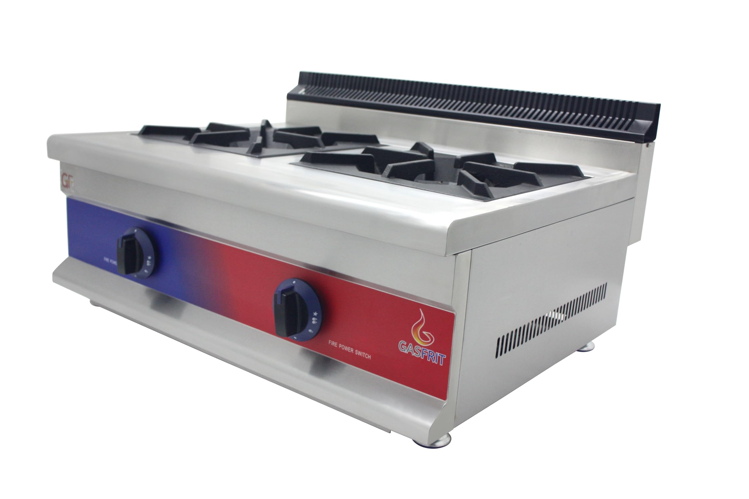 Cocina Industrial de Sobremesa a Gas 2 y 4 Fuegos en Acero Inoxidable, Alta Potencia, Llama Piloto, Termopar y Parrillas Reforzadas, Ideal Hosteleria y profesionales (2 Fuegos - 720 x 475 x 420 mm)