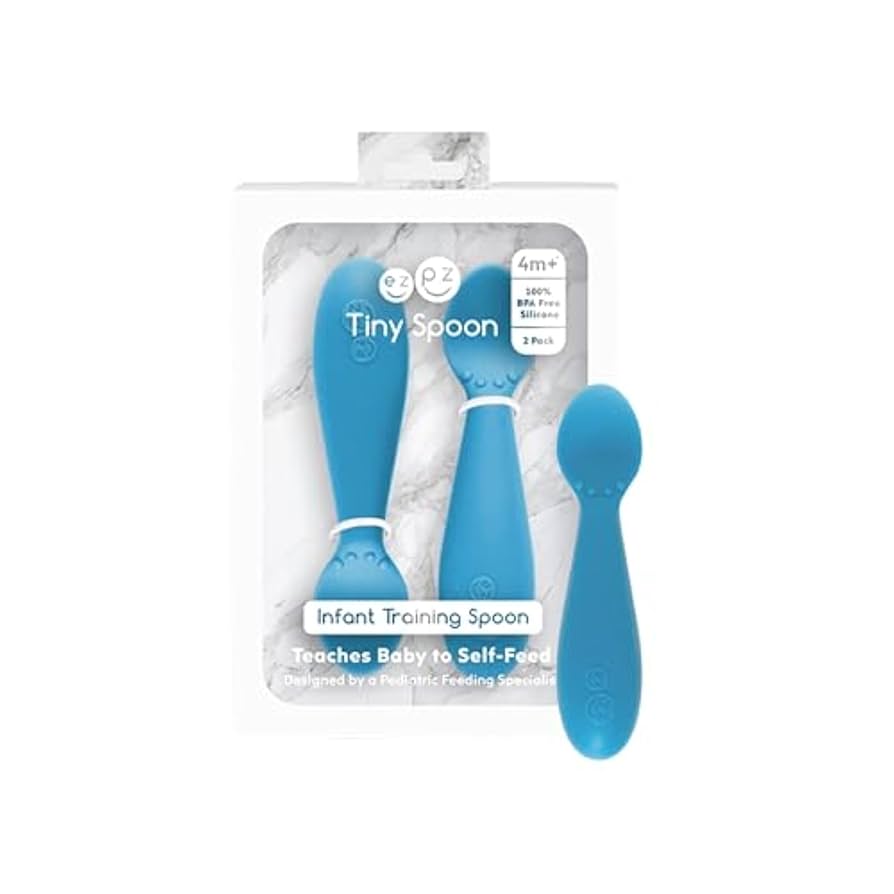 Amazon.com: ezpz Tiny Spoon (2 Pack in Blue) - 100% Silicone