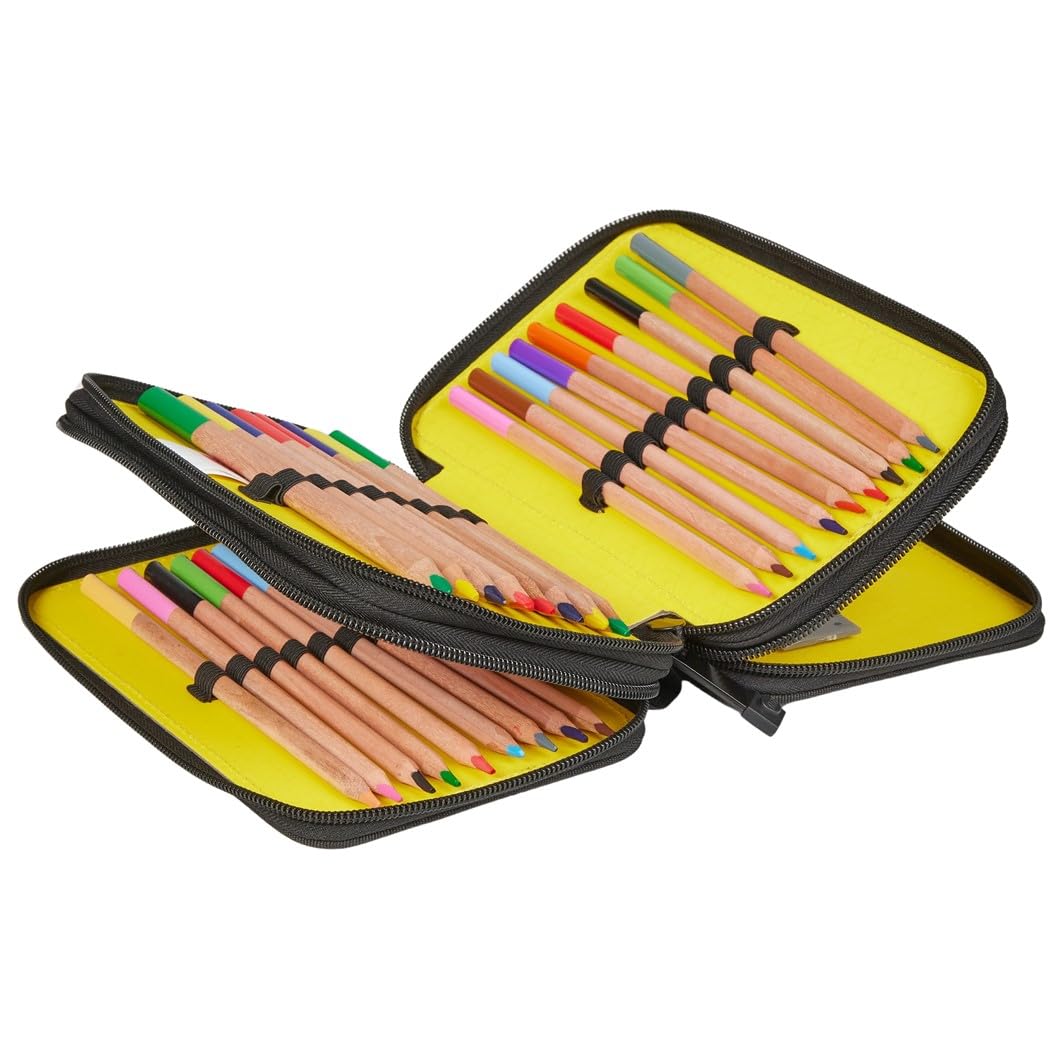 SKANDO BAGS Astuccio Lego Ninjago - Organizzazione elegante per utensili da scrivere con 3 scomparti spaziosi, cerniere sicure e dettagli Lego 1x1, Elemental Master Of Energy