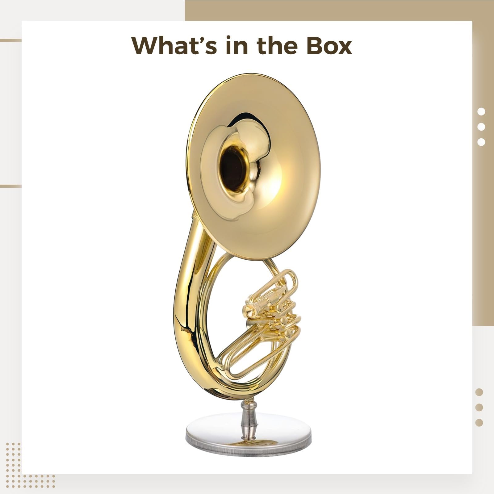 Sousaphone miniature en laiton doré avec support