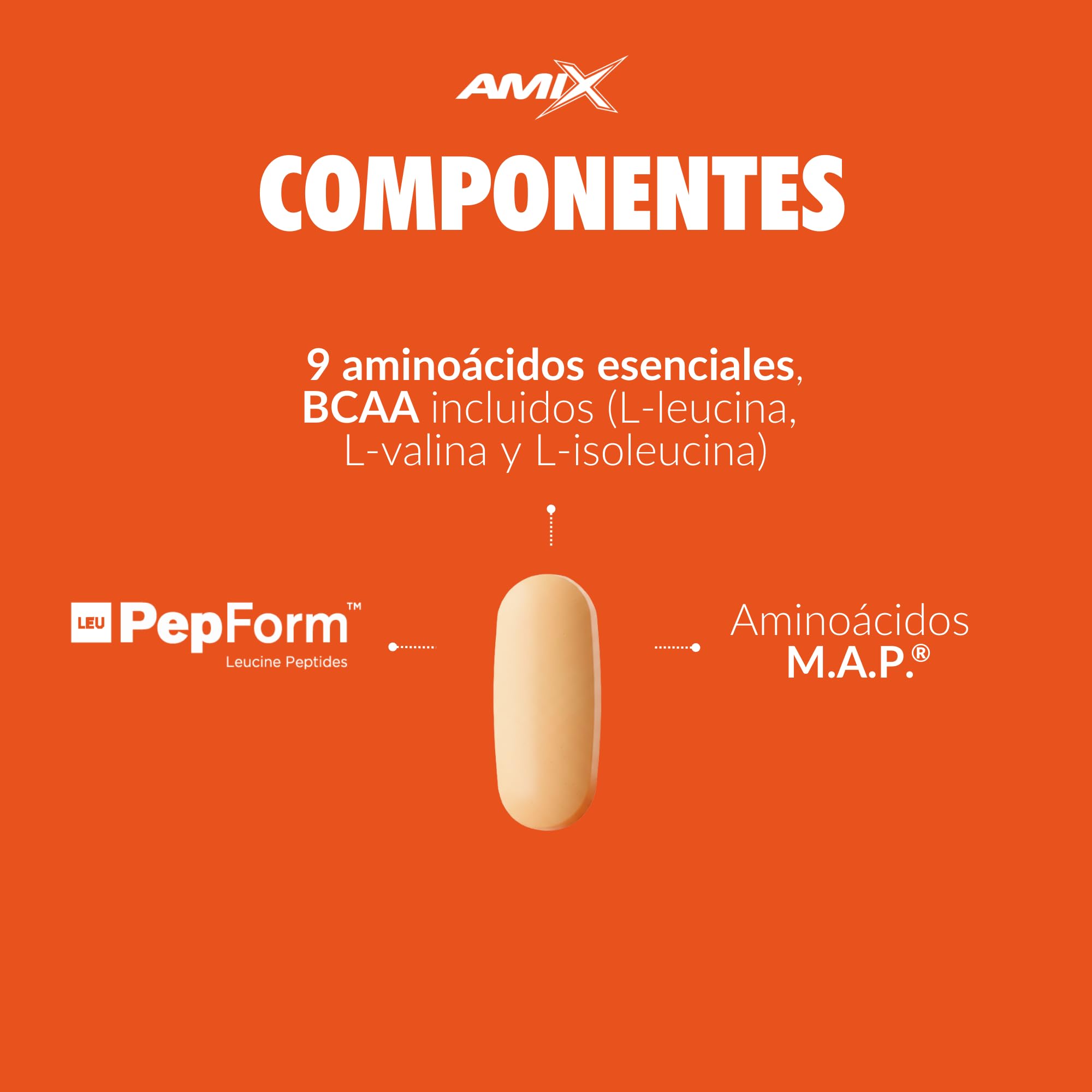 AMIX - Aminoácido en Tabletas Muscle Amino Power - Suplemento para Mantener y Aumentar la Masa Muscular - Gran Aporte de Proteínas para el Desgaste Muscular - 375 tabletas