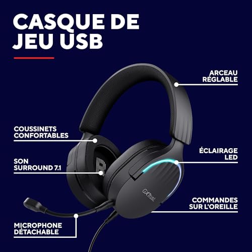 Casque Gaming Trust GXT 490 Fayzo – Filaire, USB Type-A, Son Surround 7.1 - vue 2