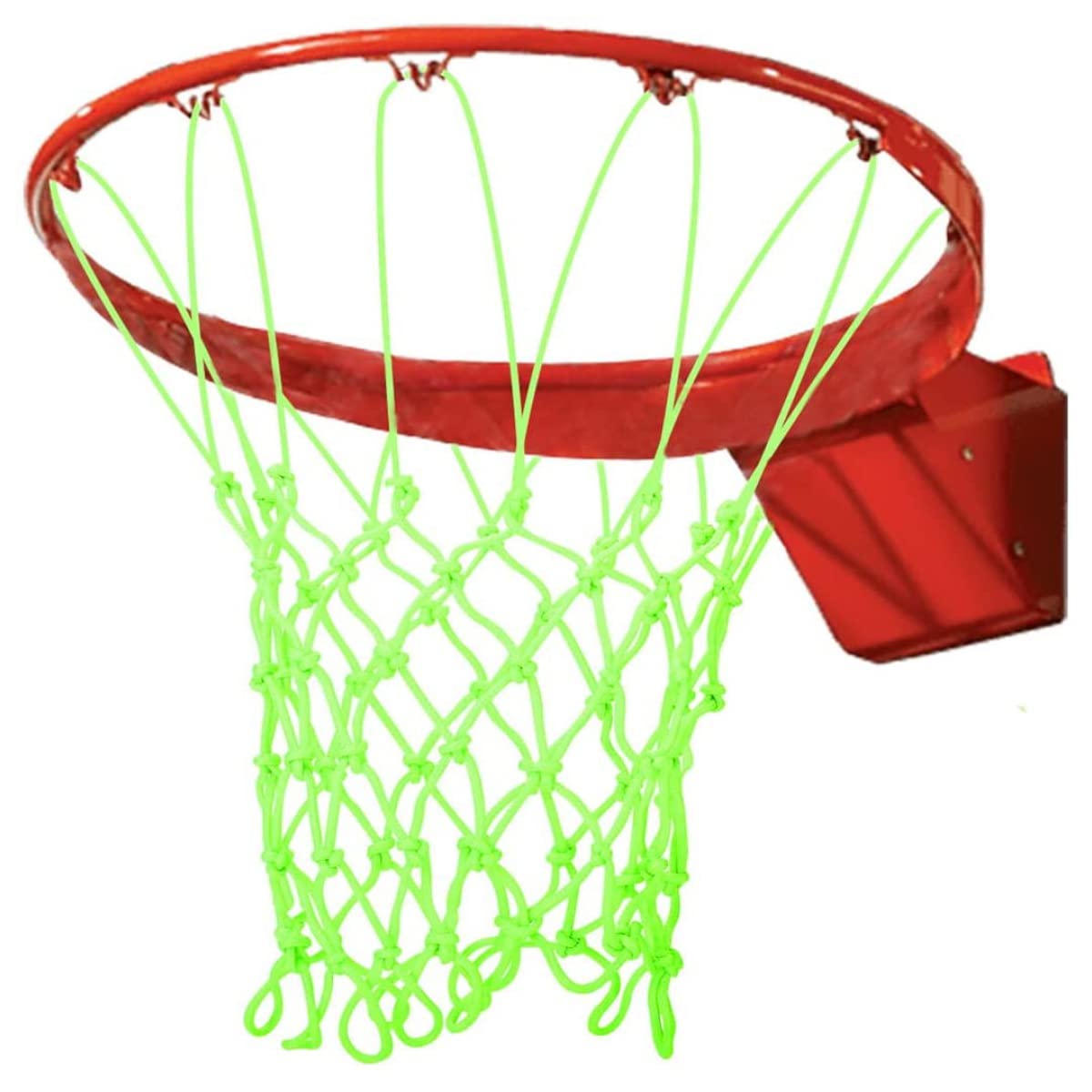 WANGCL Red de baloncesto que brilla en la oscuridad para exteriores, 12 bucles, tamaño estándar, resistente, repuesto de red de baloncesto luminosa, portátil, alimentada por el sol, red de baloncesto