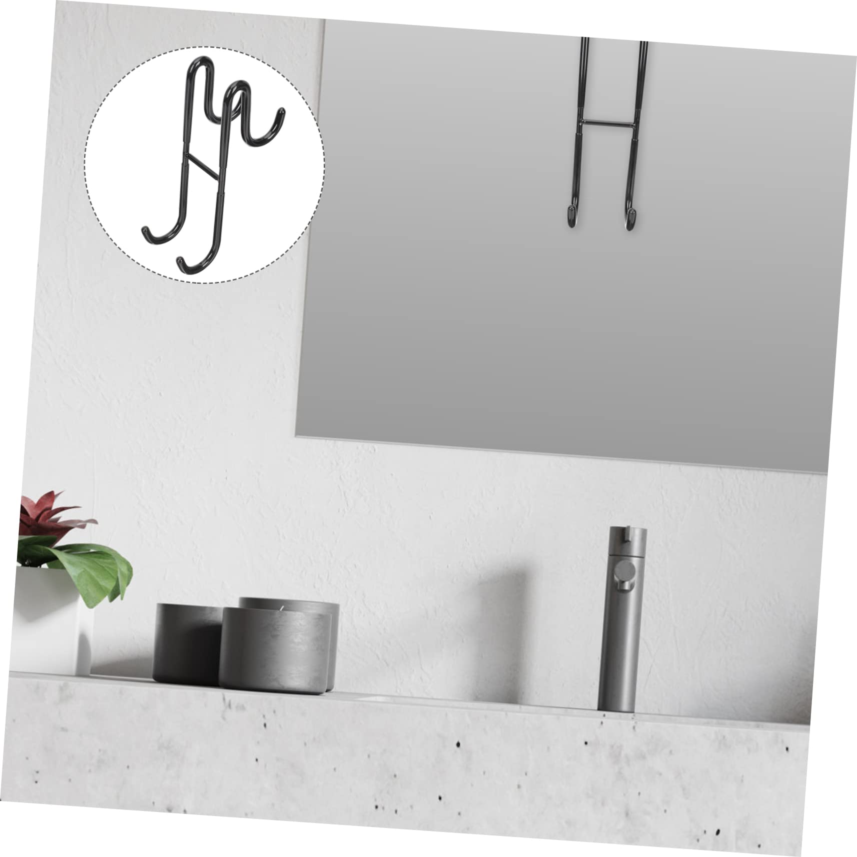 HOOTNEE Double Hanging Hook Punch Glass Door Back Hanger for Bathroom Kitchen Towel Holder with Strong Load Bearing Capacity Easy Installation Space Saving