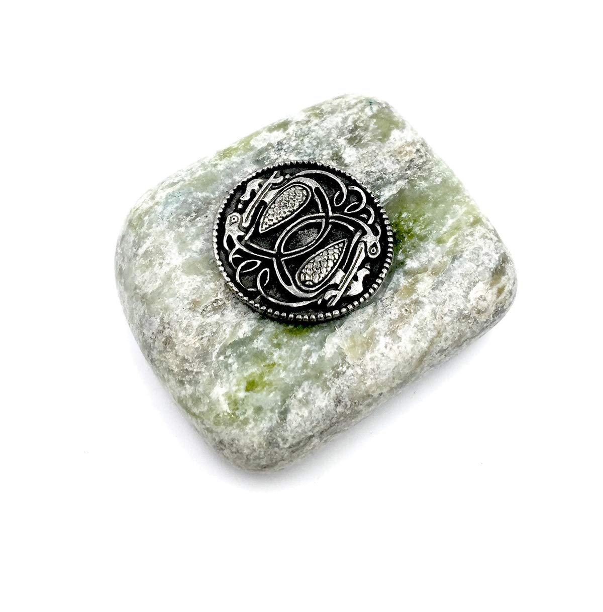 J.C. Walsh and Sons Ltd and Mullingar Pewter Irish Connemara Marble Paperweight with Celtic Bird