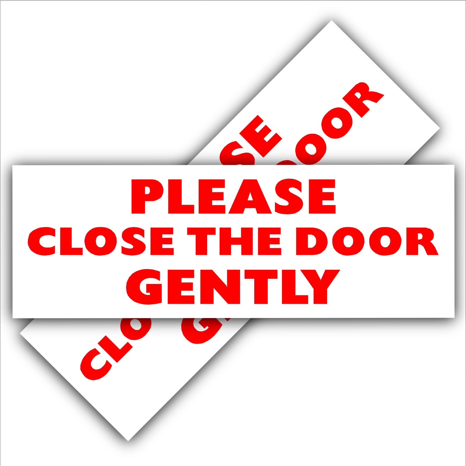 Platinum Place Red Print Onto White Backing 2 X T25e Stickers Please Close The Door Gently External Signs Taxi Hackney Mini Cab Minicab Bus Coach Red On White 150X50mm