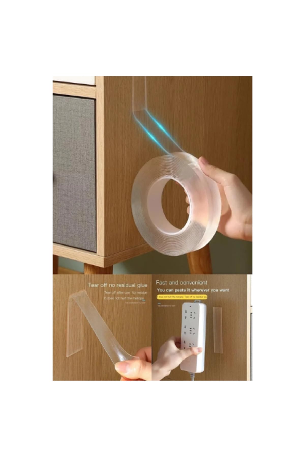 mucit home 3 Metre Yüksek Mukavemetli Çift Taraflı Doku Bandı Bant-Nano Teknolojili-Süper Güçlü Bant