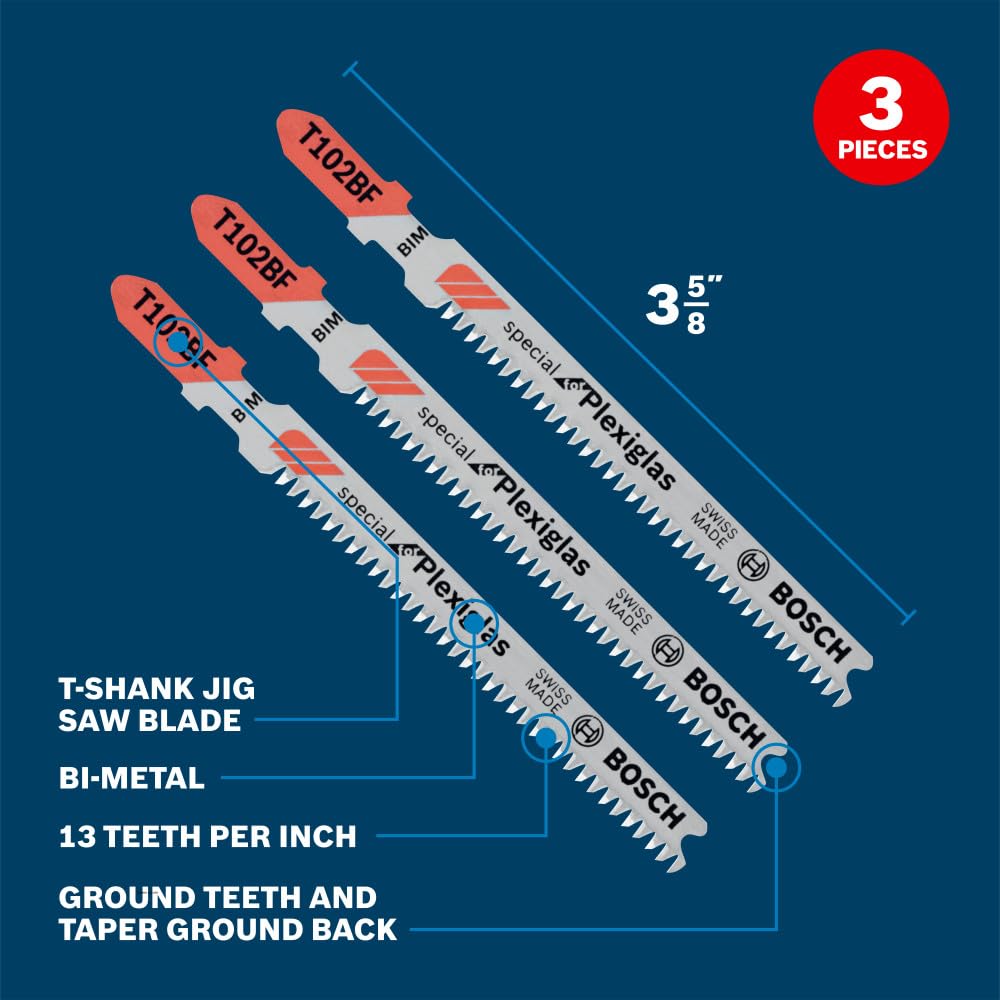Bosch Jig Saw Blades - 3 Piece Set -2 Bosch Jig Saw Blades - 3 Piece Set -2